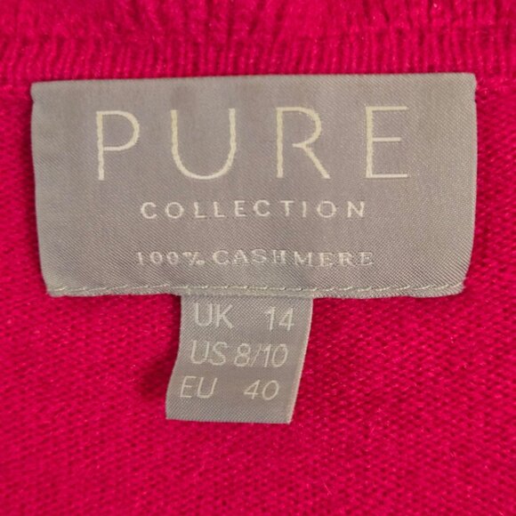 Pure Collection Raspberry Pink Ruffled 100% Cashmere Cardigan Sweater Size M - Picture 6 of 7
